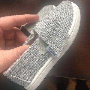 Silver glitter Toms size T6